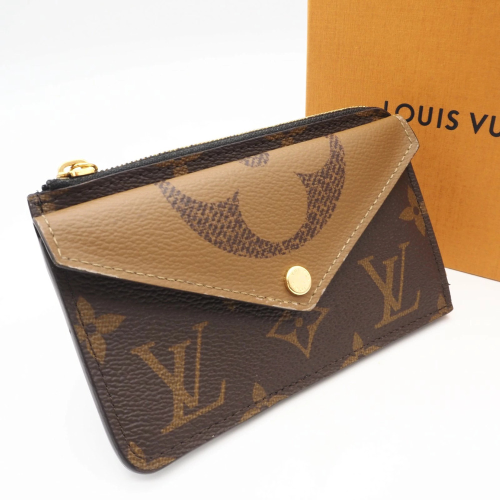 Louis Vuitton Monogram Reverse Porte Cartes Rect Verso card case brown beige